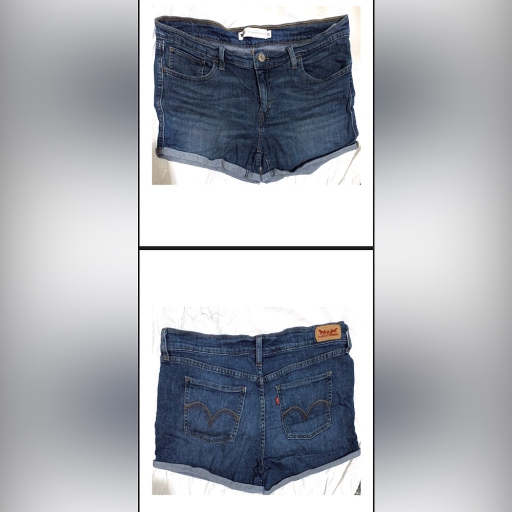 Levi Jean shorts, size 31 sits right on hips.